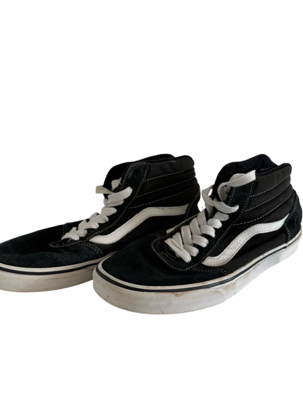 Vans Ward Hi Mens 9 Black White Canvas Suede High Top Sneakers Shoes